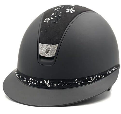 Samshield Miss Shield Shadowmatt 2.0 Ridhjälm Matt Black Chrome Flower Swarovski Crystal Blazon - Bild 3