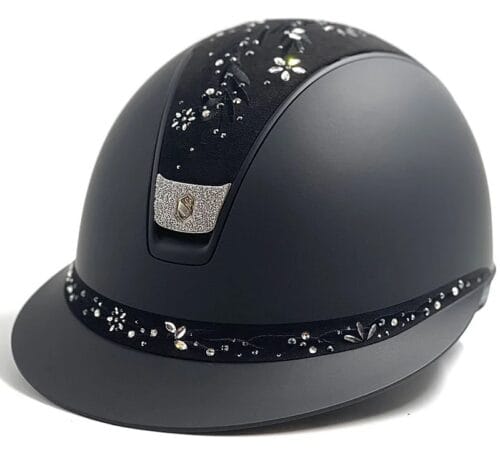 Samshield Miss Shield Shadowmatt 2.0 Ridhjälm Matt Black Chrome Flower Swarovski Crystal Blazon